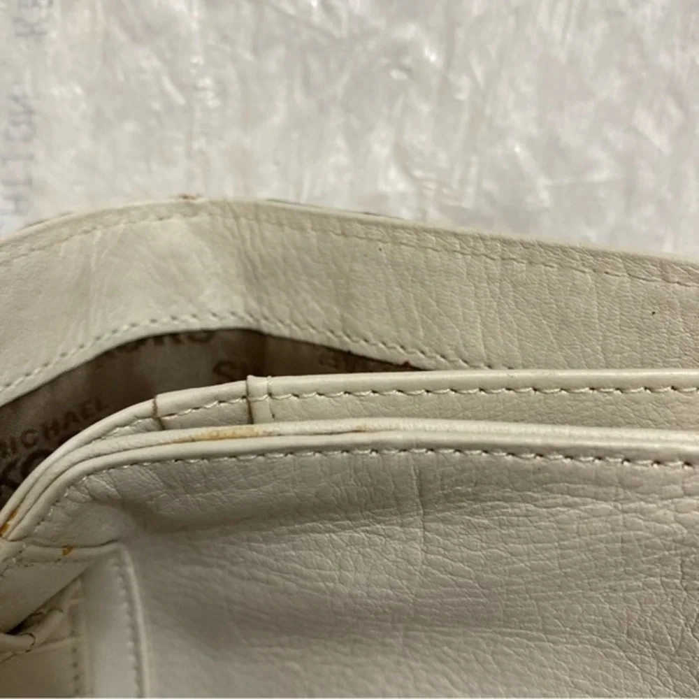Michael Kors creamy white leather micro studded wallet clutch
